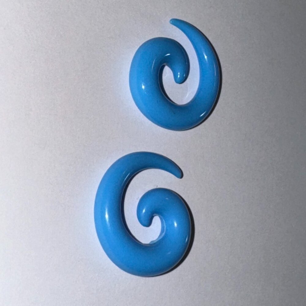 Blue 0 Gauge Uv Acrylic Curls